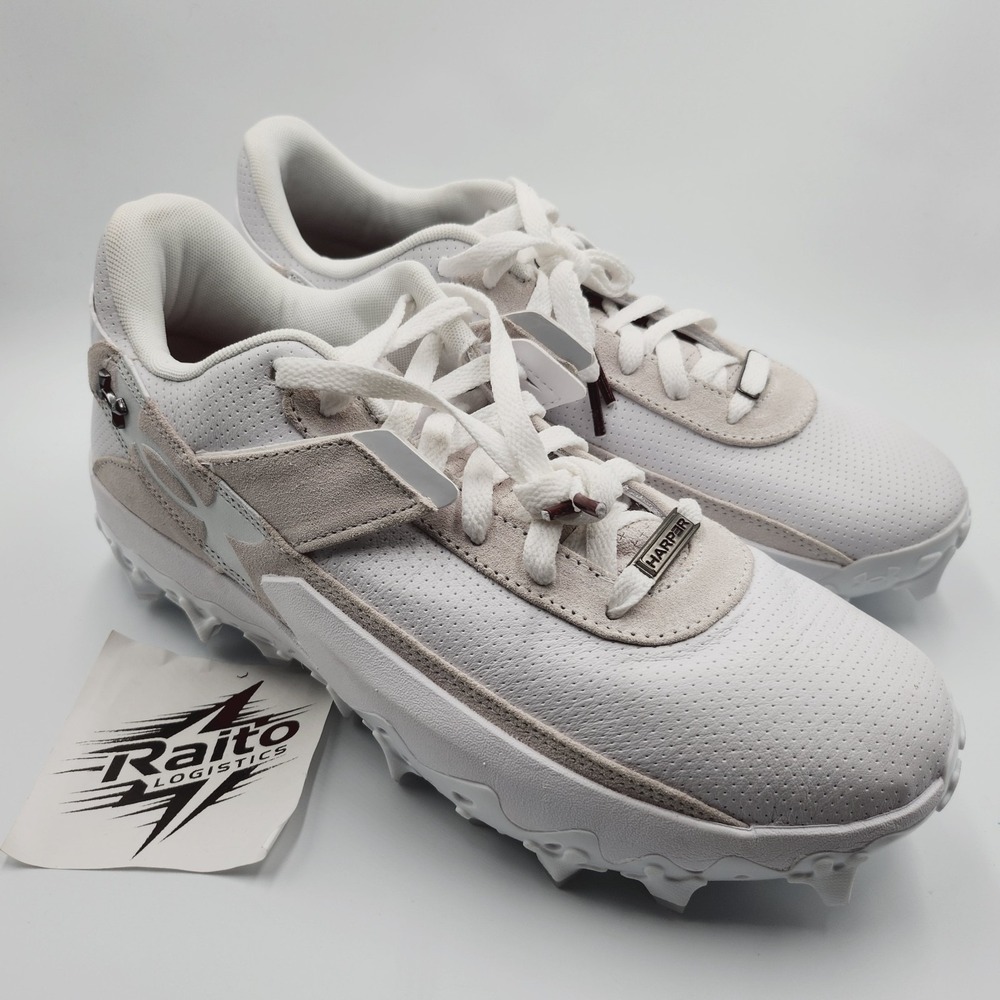 Mens Size 11 Under Armour Baseball Cleats Harper 10 Pro TPU White 6010136-101